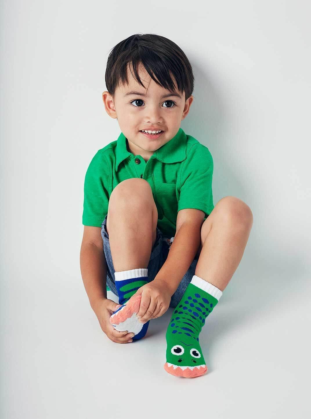 T-Rex & Triceratops | Kids Socks | Mismatched Cute Crazy Fun Socks - Pals Socks - The Sock Monster