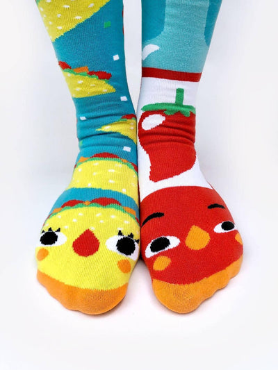 Taco & Hot Sauce | Adult Socks | Mismatched Cute Crazy Fun Socks - Pals Socks - The Sock Monster