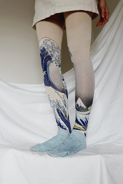 The Great Wave off Kanagawa by Hokusai | Printed Tights - Tabbisocks - The Sock Monster