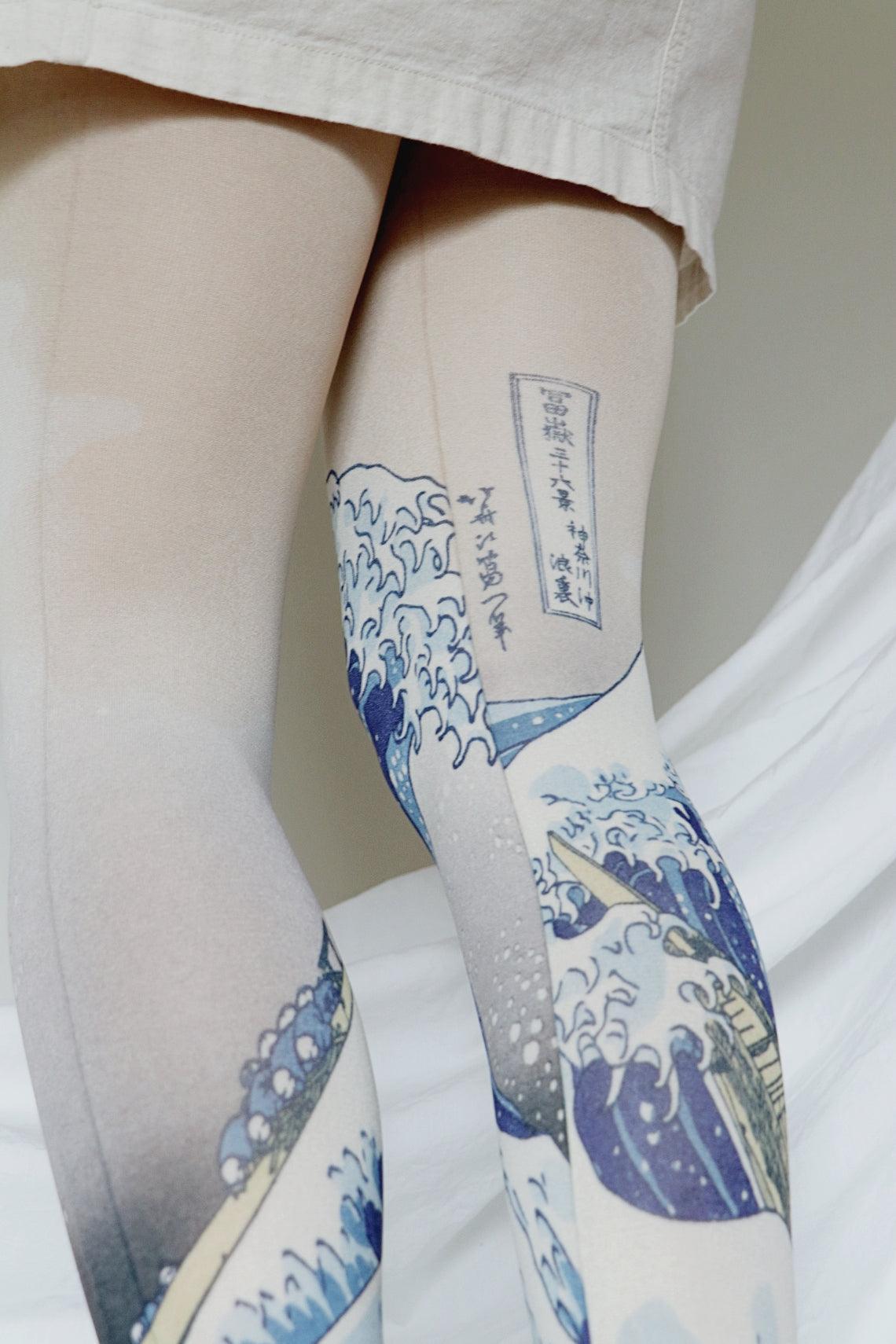 The Great Wave off Kanagawa by Hokusai | Printed Tights - Tabbisocks - The Sock Monster