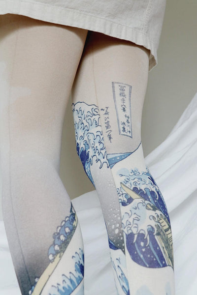 The Great Wave off Kanagawa by Hokusai | Printed Tights - Tabbisocks - The Sock Monster