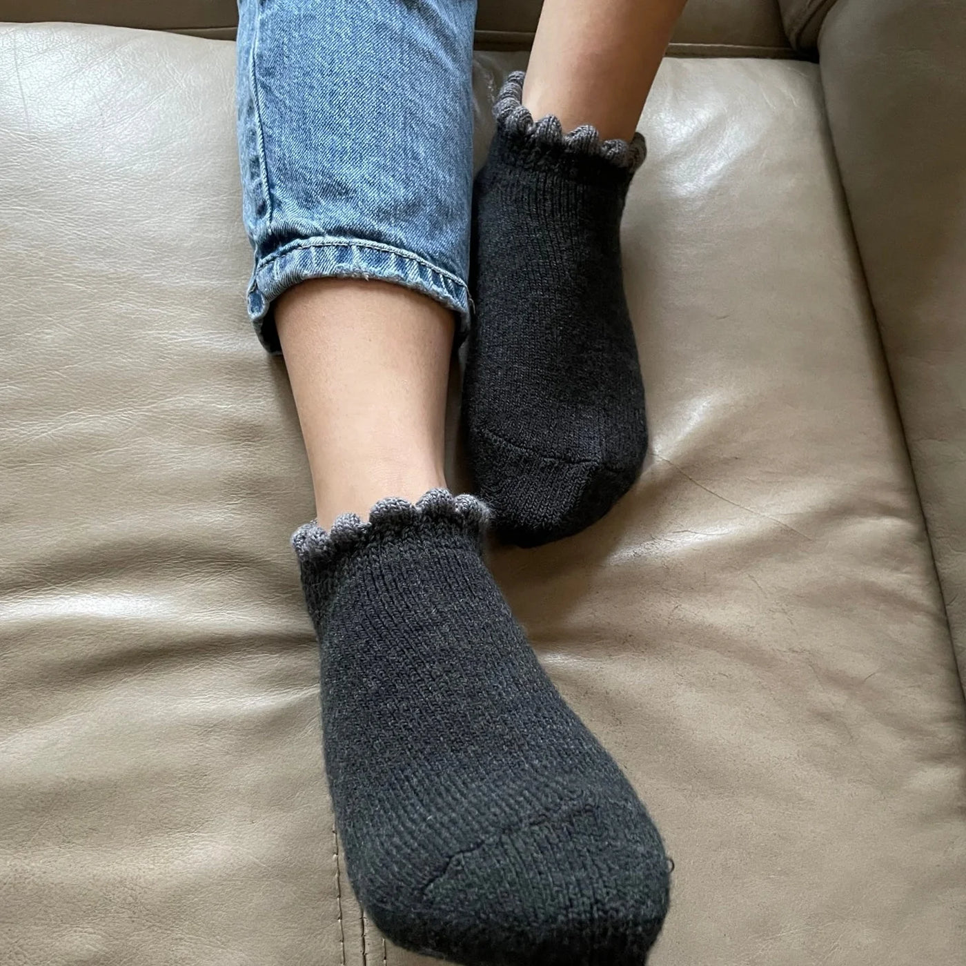 Handcrafted Slipper Socks | Thermal with Grips | Large