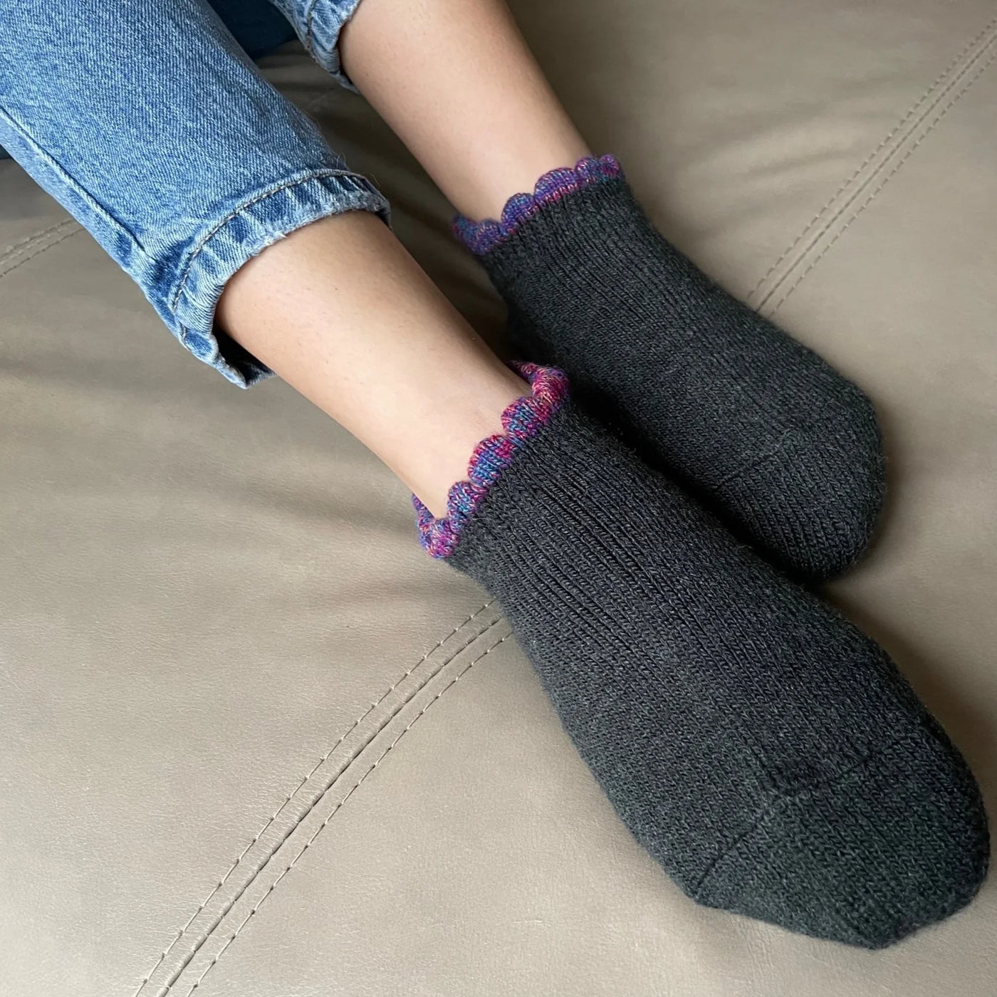 Handcrafted Slipper Socks | Thermal with Grips | Medium