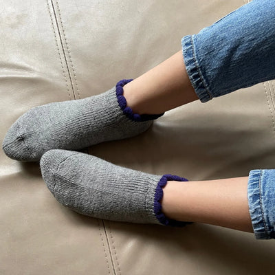 Handcrafted Slipper Socks | Thermal with Grips | Large