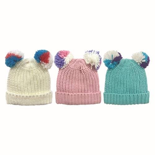 Toddler Acrylic Knit Double Pom Cuff Hat - Grand Sierra - The Sock Monster