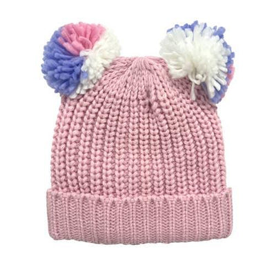 Toddler Acrylic Knit Double Pom Cuff Hat - Grand Sierra - The Sock Monster