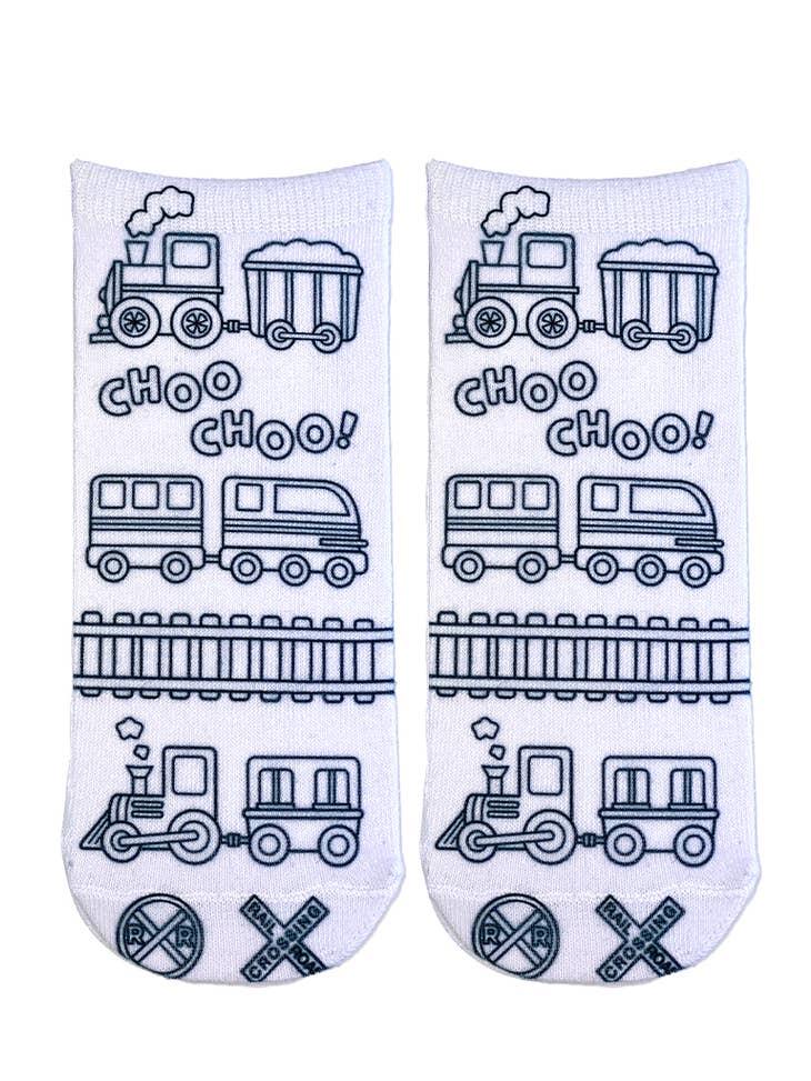 Train Coloring Socks - Living Royal - The Sock Monster