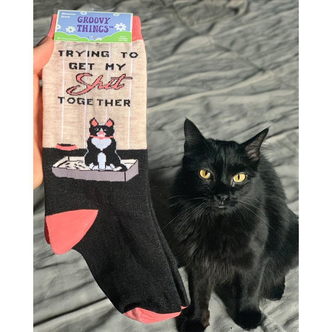 Trying Cat, Womens Crew - Groovy Things - The Sock Monster