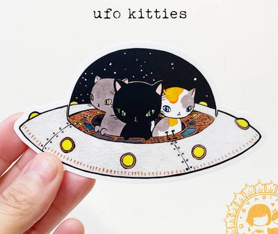 UFO Kitties | Vinyl Sticker - Stasia Burrington - The Sock Monster