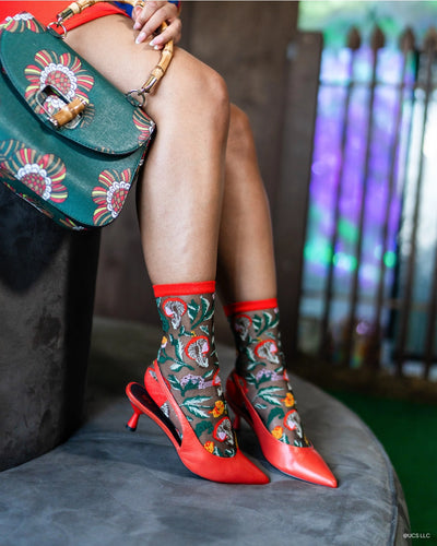 Elphaba Land | Wicked | Black Sheer Crew Sock