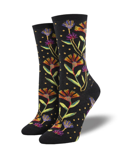 Wildflowers, by Laurel Burch, Women's Crew - Socksmith - The Sock Monster