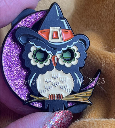 Witchy Owl | Sliding Enamel Pin - Kitschy Delish - The Sock Monster