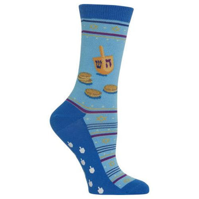 WOMEN'S DREIDEL AND GELT NON SKID CREW SOCKS - Hot Sox - The Sock Monster