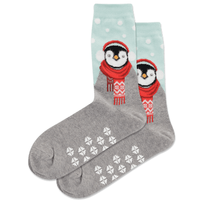 WOMEN'S PENGUIN NON SKID CREW SOCKS - Hot Sox - The Sock Monster