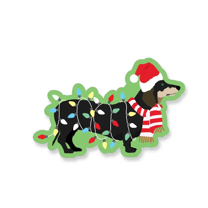 Dachshund with Santa Hat | Vinyl Sticker