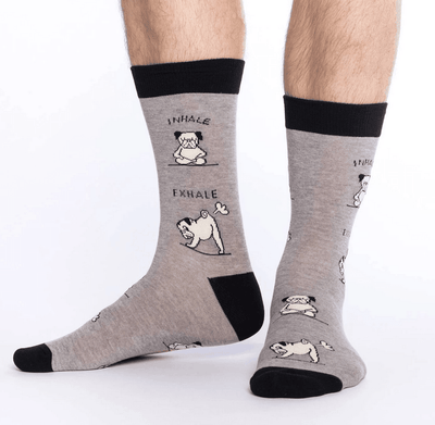Yoga Pug, Large (7-12 Men's) Crew - Good Luck Sock - The Sock Monster